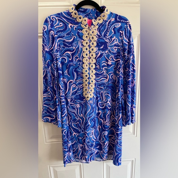 🚫SOLD🚫NWT Lilly Pulitzer Gracelynn Stretch Dress In Coastal Blue Whispurr💙 - Picture 4 of 16